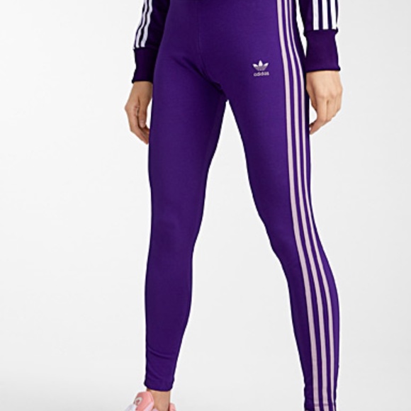 adidas | Pants u0026 Jumpsuits | Adidas Originals Purple 3 Stripes Tight  Leggings Nwt | Poshmark